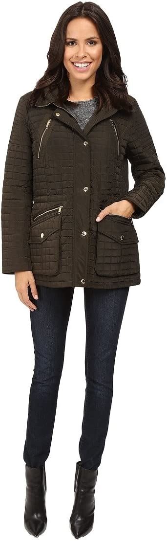 michael michael kors box quilted jacket m421253t dark moss